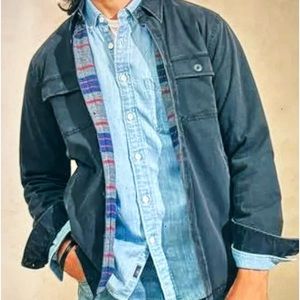 Faherty Men's Lightweight Shirt Jacket - Navy and Light Blue